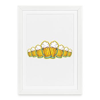 Fête Bière, Toast au verre de bière - Affiche encadrée (27 × 37 cm) - blanc - Devant