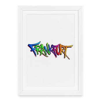 Graffiti-Style Frankfurt Cityscape - Framed poster (27 × 37 cm) - white - Front