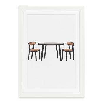 Contemporary Dining Set Illustration - Framed poster (27 × 37 cm) - white - Front