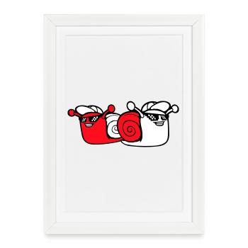 2 Snail Sunglasses Team Friends Cool Crew - Framed poster (27 × 37 cm) - white - Front