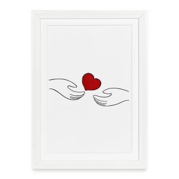 Cœur rouge - Affiche encadrée (27 × 37 cm) - blanc - Devant