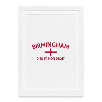 Birmingham Banner Dieu et Mon Droit - Affiche encadrée (27 × 37 cm) - blanc - Devant