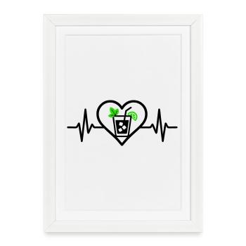 Cocktail apéritif Mojito Heart - Affiche encadrée (27 × 37 cm) - blanc - Devant
