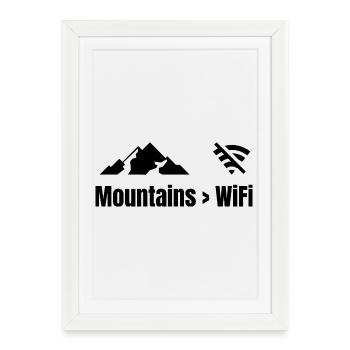 Mountains > WiFi – Adventure Shirt - Framed poster (27 × 37 cm) - white - Front