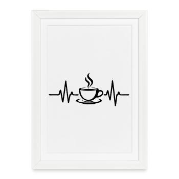 Broken Heart Coffee Cup Minimalist Line Design - Framed poster (27 × 37 cm) - white - Front