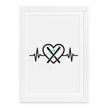 Skiing Heart Snow Mountain Sports Passion - Framed poster (27 × 37 cm) - white - Front