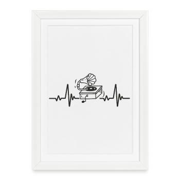 Vintage Phonograph Retro Music Rhythm Heart - Framed poster (27 × 37 cm) - white - Front