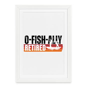 Pêcheur retraité sur Sunset Boat - Affiche encadrée (27 × 37 cm) - blanc - Devant