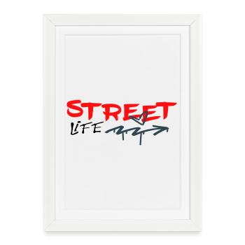 Vie de rue Graffiti - Affiche encadrée (27 × 37 cm) - blanc - Devant