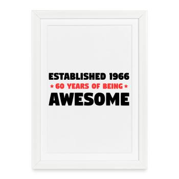 Established 1966 60 Jahre Awesome Geburtstag - Gerahmtes Poster (27 × 37 cm) - Weiß - Vorne
