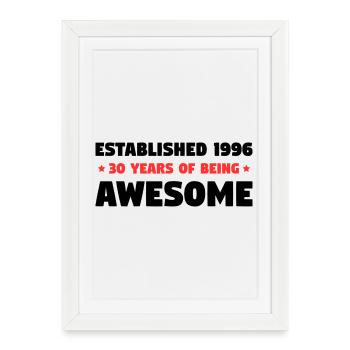 Fondé en 1996 30 ans d’anniversaire génial - Affiche encadrée (27 × 37 cm) - blanc - Devant