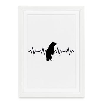 Bear ECG Heartbeat - Framed poster (27 × 37 cm) - white - Front