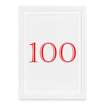 100. 100 ANS. 100e ANNIVERSAIRE. ANNIVERSAIRE 100  - Affiche encadrée (27 × 37 cm) - blanc - Devant