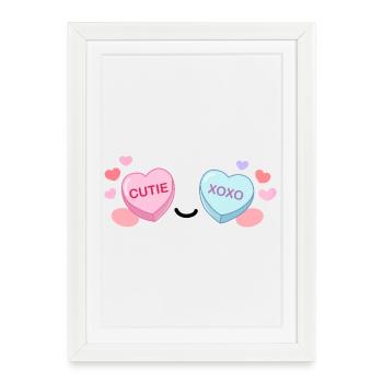 Candy Eyes Kawaii – Sweet Valentine Eyes - Affiche encadrée (27 × 37 cm) - blanc - Devant