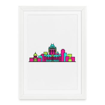 Quebec City Skyline Chateau Frontenac Art - Framed poster (27 × 37 cm) - white - Front