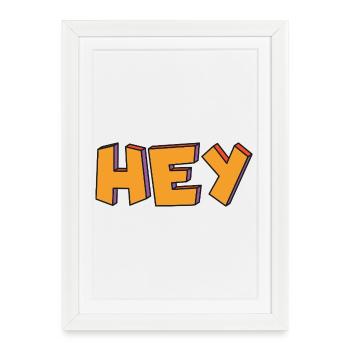 Hey 3D Retro in Orange - Framed poster (27 × 37 cm) - white - Front