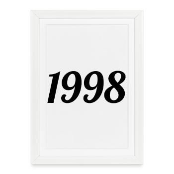 1998 Vintage 1998 Anniversaire Rétro 1998 Cadeau - Affiche encadrée (27 × 37 cm) - blanc - Devant