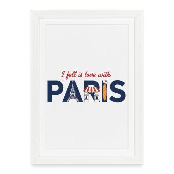 Paris Love – Eiffel Tower & Baguette Design - Framed poster (27 × 37 cm) - white - Front