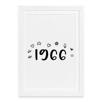 1966 Anniversaire 1966 Retro 1966 - Affiche encadrée (27 × 37 cm) - blanc - Devant