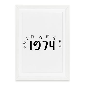 1974 Anniversaire 1974 Retro 1974 - Affiche encadrée (27 × 37 cm) - blanc - Devant