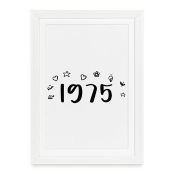 1975 Anniversaire 1975 Retro 1975 - Affiche encadrée (27 × 37 cm) - blanc - Devant