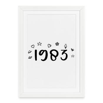 1983 Anniversaire 1983 Retro 1983 - Affiche encadrée (27 × 37 cm) - blanc - Devant