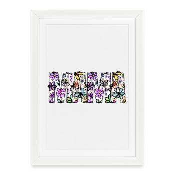 Motif floral de mots arc-en-ciel - Affiche encadrée (27 × 37 cm) - blanc - Devant