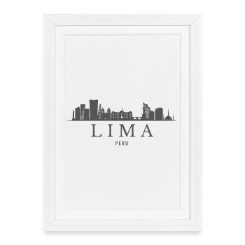 Lima Pérou, la silhouette de Lima - Affiche encadrée (27 × 37 cm) - blanc - Devant