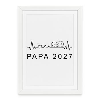 Future Papa 2027 Battement de Cœur Grossesse - Affiche encadrée (27 × 37 cm) - blanc - Devant