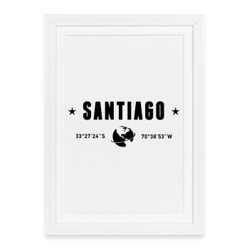 Santiago Chile Coordinates Planet Earth - Framed poster (27 × 37 cm) - white - Front