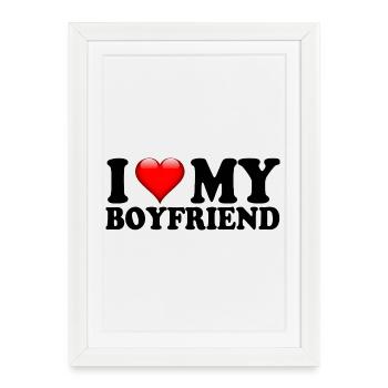 J’adore le cadeau mignon de la relation de mon copain - Affiche encadrée (27 × 37 cm) - blanc - Devant
