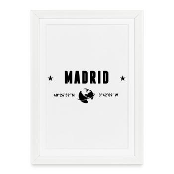Madrid Spain Coordinates Planet Earth - Framed poster (27 × 37 cm) - white - Front