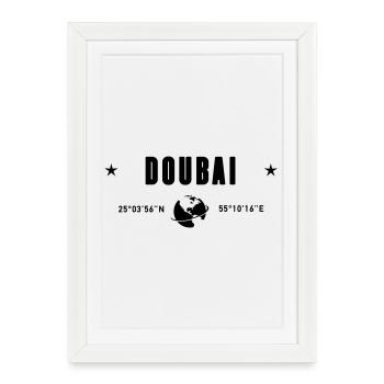 Dubaï, Émirats arabes unis : Coordonnées : planète Terre - Affiche encadrée (27 × 37 cm) - blanc - Devant