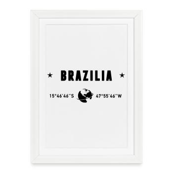 Brasilia Brazil Coordinates Planet Earth - Framed poster (27 × 37 cm) - white - Front