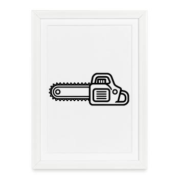 tronçonneuse - Affiche encadrée (27 × 37 cm) - blanc - Devant