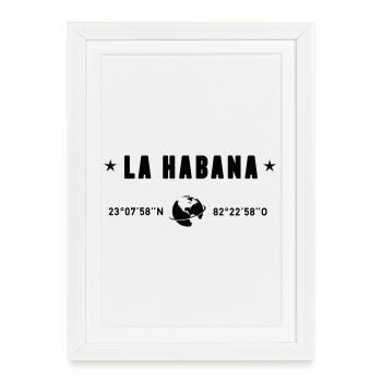 La Habana Cuba Coordinates Globe - Framed poster (27 × 37 cm) - white - Front