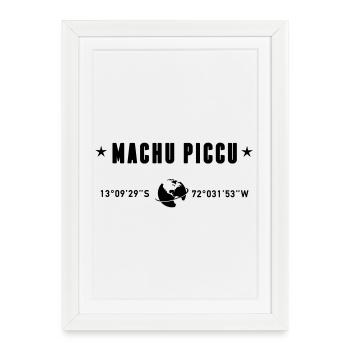 Machu Picchu Peru Coordinates Globe - Framed poster (27 × 37 cm) - white - Front