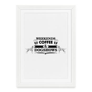 Week-ends - Café - Concours canins - Affiche encadrée (27 × 37 cm) - blanc - Devant