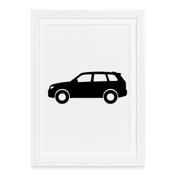 Silhouette de la voiture - Affiche encadrée (27 × 37 cm) - blanc - Devant