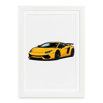 Yellow Supercar Speedster - Framed poster (27 × 37 cm) - white - Front