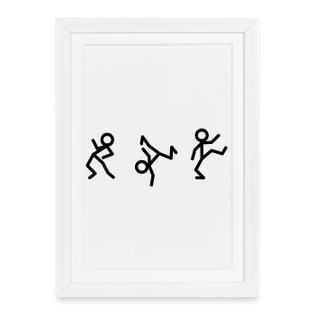 Bonshommes bâtons dansants - Affiche encadrée (27 × 37 cm) - blanc - Devant
