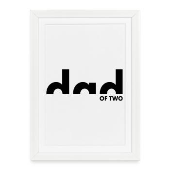 Père de deux enfants | Père | Fête des pères - Affiche encadrée (27 × 37 cm) - blanc - Devant