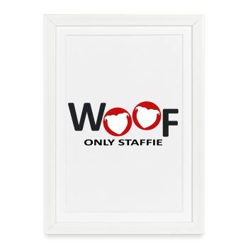 Staffie woof - 032 - Affiche encadrée (27 × 37 cm) - blanc - Devant