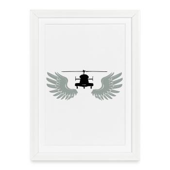 Helicopter with wings - Framed poster (27 × 37 cm) - white - Front