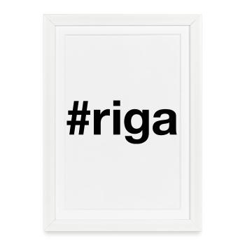 RIGA Hashtag Lettonie Lettonie - Affiche encadrée (27 × 37 cm) - blanc - Devant