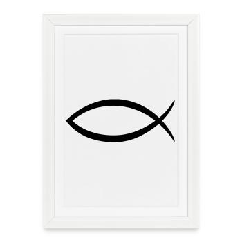Christenfisch Symbol - Gerahmtes Poster (27 × 37 cm) - Weiß - Vorne