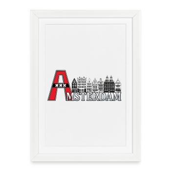 Amsterdam with a large A - Framed poster (27 × 37 cm) - white - Front