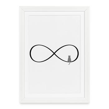Cadeau chat infini signe d'amour de chats - Affiche encadrée (27 × 37 cm) - blanc - Devant