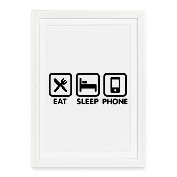 eating sleeping phone - Framed poster (27 × 37 cm) - white - Front