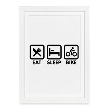 Eat sleep bike - Affiche encadrée (27 × 37 cm) - blanc - Devant